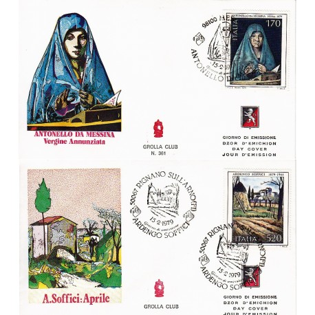 FDC ITALIA 1968 Grolla Unif. 1448/9 Arte Italiana Annullo Speciale