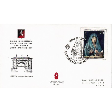 FDC ITALIA 1968 Grolla Unif. 1448 Arte Italiana Annullo Speciale APG