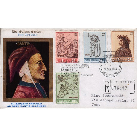 FDC VATICANO The Golden Series 1965 Dante Alighieri Raccomandata