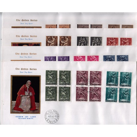 FDC VATICANO The Golden Series 1966 Il Lavoro dell'uomo quartine in bustoni