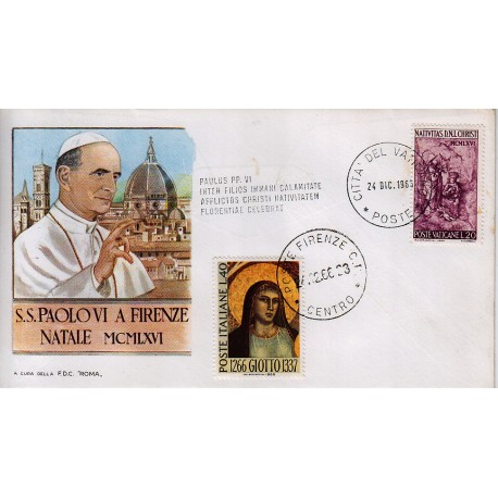 FDC VATICANO Roma 24/12/1966 Visita S.S. Paolo VI a Firenze