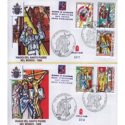 FDC VATICANO 1999 Grolla Unif. 1172/6 I Viaggi del Papa nel mondo 2 buste