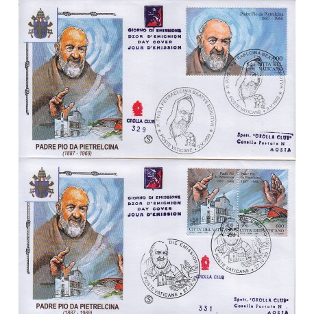 FDC VATICANO 1999 Grolla Unif. 1154/56 Padre Pio Di Pietralcina 2 buste