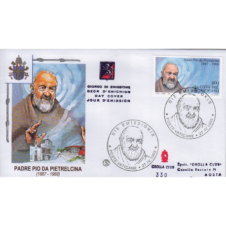 FDC VATICANO 1999 Grolla Unif. 1153 Padre Pio Di Pietralcina 1 buste