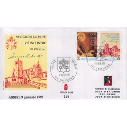FDC VATICANO 1993 Grolla Unif. 953 Assisi per la pace in Europa