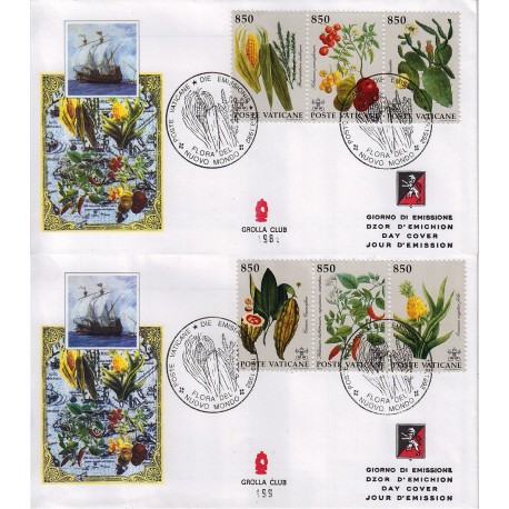 FDC VATICANO 1992 Grolla Unif. 942/47 Fiori del nuovo Mondo