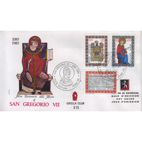 FDC VATICANO 1985 Grolla Unif. 776/8 San Gregorio VII