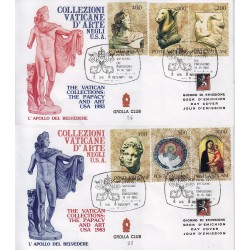 FDC VATICANO 1983 Grolla Unif. 735/40 Collezione Vaticane d'arte USA 2°