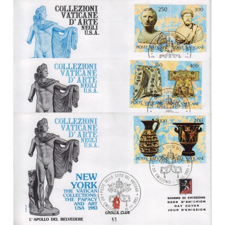 FDC VATICANO 1983 Grolla Unif. 725/30 Collezione Vaticane d'arte USA 1°