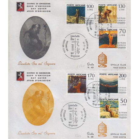 FDC VATICANO 1977 Grolla Unif. 610/15 San Francesco D'Assisi