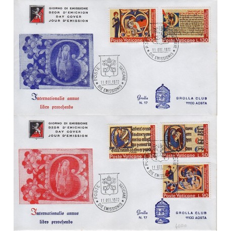 FDC VATICANO 1972 Grolla Unif. 524/28 Anno Internazionale del Libro