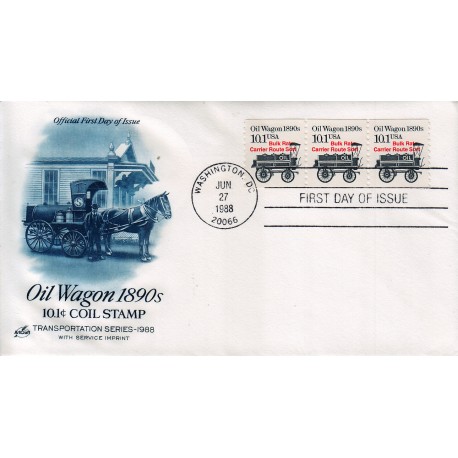 FDC US ArtCraft Sott. 2130a 27/06/1988 10.1c Transportation Coils - Oil Wagon