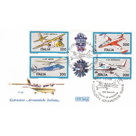 FDC Italia 1981 Roma Unif 1555/58 Costruzioni Aeronautiche A/S Casoria