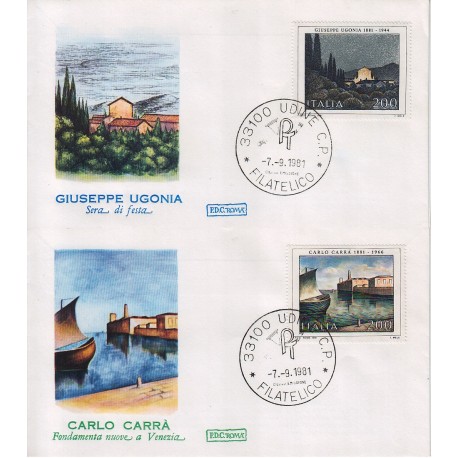 FDC Italia 1981 Roma Unif 1574/5 Arte Italiana 8° serie A/F Udine