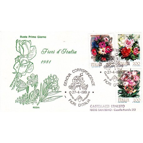 FDC Italia 1981 Rodia Unif 1548/50 Flora Italiana A/S Genova