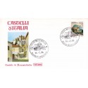 FDC Italia 1984 Roma 1674 Castelli d'Italia 550 Rocca Sinibalda A/F Messina