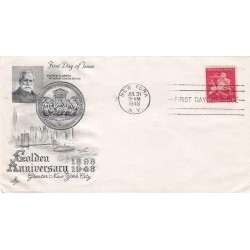 FDC USA C038 - AP23 - 31/07/1948 Map of Five Boroughs Air mail - New York, N.Y.