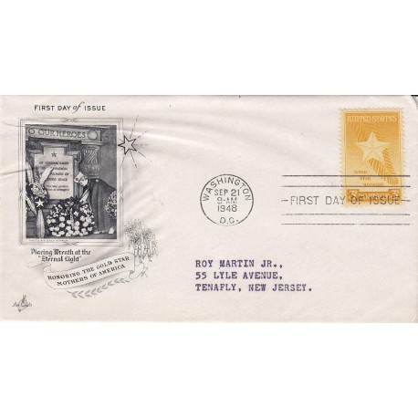 FDC USA US0969 - A416 - 21/09/1948 3c Gold Star Mothers, DC