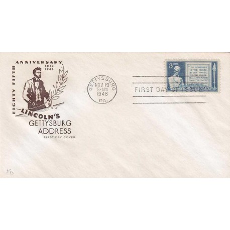 US0978 - A425 - 19/11/1948 3c 5th anniv. of Abraham Lincoln’s address at Gettysburg, Pa