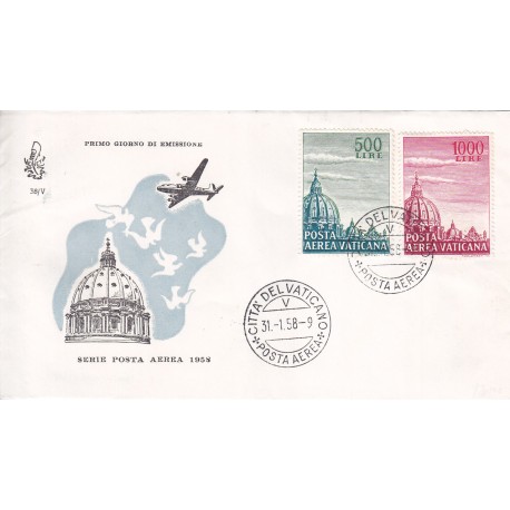 FDC Vaticano Venetia Club 1958 Unif. A33/4 Posta Aerea