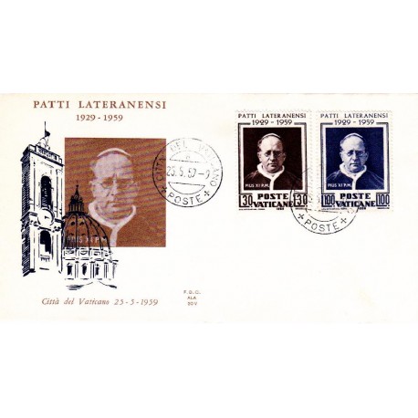 FDC Vaticano Ala 1959 Unif. 2660/61 Patti Lateranensi