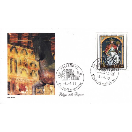 FDC Italia Roma 1989 Unif. 1876 Affreschi Palazzo Regione A/S