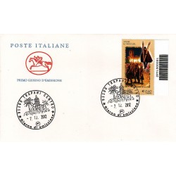 FDC ITALIA APG Cavallino 07/12/2012 Folclore italiano Agnone codice a barre sinistro