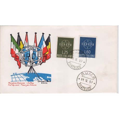 FDC ITALIA 1959 UNED Unif. 877 Europa CEPT annullo Roma
