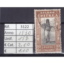 Italia Colonie - Eritrea 1930 Serie Pittorica centro in nero 10c usato
