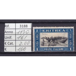 Italia Colonie - Eritrea 1930 Serie Pittorica centro in nero 1c usato