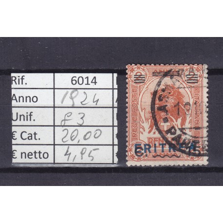Italia Colonie - Eritrea 1924 Francobolli di Somalia sovrast. 15c usato