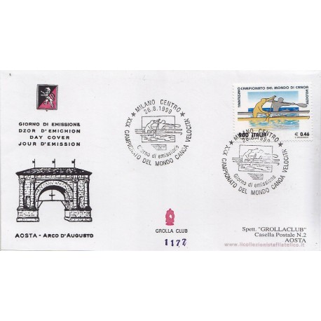 FDC ITALIA 1999 - Grolla 1177 unif. 2459 Mondiali di Canoa apg