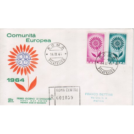 FDC ITALIA 1964 Chimera Unif. 981/2 Europa CEPT raccomandata