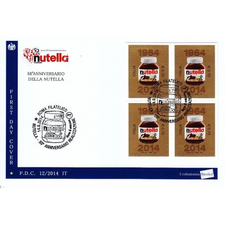 IT Repubblica 12/2014 FDC - 14/05/2014 - 50º anniversario della Nutella, annullo speciale Roma quartina