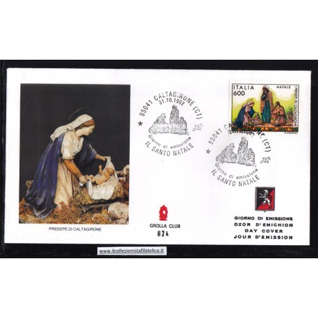 FDC ITALIA 1992 - Grolla 824 unif. 2057- Natale - Presepe di Caltagirone apg