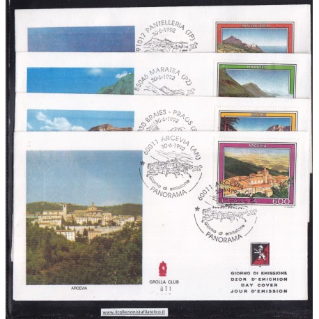 FDC ITALIA 1992 - Grolla 816 unif. 2041 - Propaganda turistica 19ª emiss.: Arcevia , Braies , Maratea , Pantelleria
