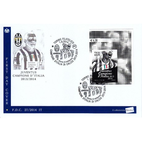 IT Repubblica 27/2014 FDC - 01/08/2014 - Juventus campione d´Italia annullo speciale Torino angolo di foglio alto dx