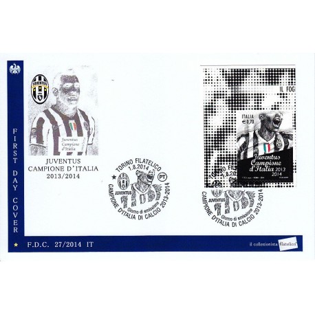 IT Repubblica 27/2014 FDC - 01/08/2014 - Juventus campione d´Italia annullo speciale Torino angolo di foglio alto sx