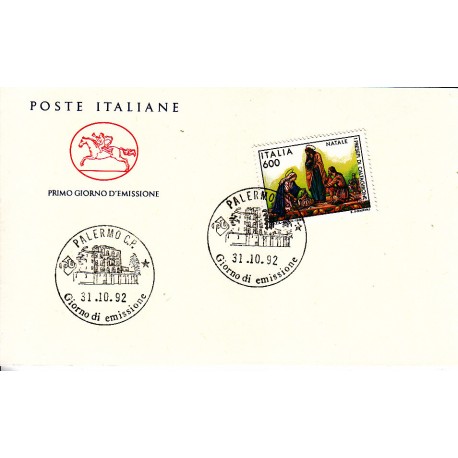 FDC ITALIA 1992 POSTE ITALIANE - 2057 - Natale - Presepe di Caltagirone A/Palermo