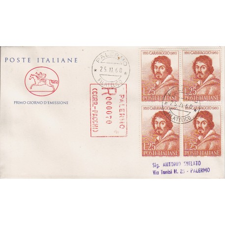 FDC ITALIA 1960 POSTE ITALIANE - 897 - Michelangelo Merisi, detto il Caravaggio a/PA quartina racc